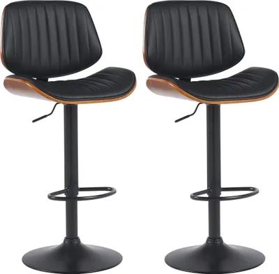 Produktbild von 2er Set Barhocker Clawson Kunstleder schwarz - walnuss/schwarz
