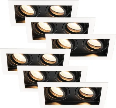 Image de HOFTRONIC - 6 Spots LED encastrables carré 4W 345lm 2700K Inclinable Noir