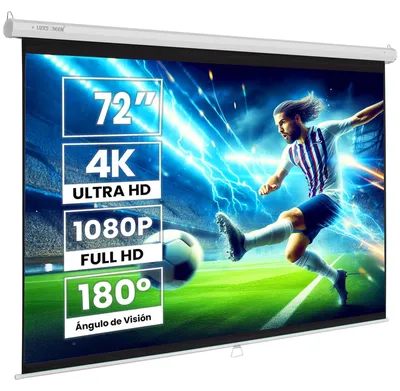 Imagen del producto de Pantalla de proyección de 72 pulgadas, con superficie blanca mate, dimensiones de 140 x 105 cm, con borde , ideal para sistemas de cine en casa