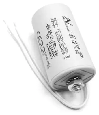 Kondensator 22 µF mit Kabeln und Schacht für Getriebemotor