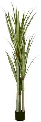 Obrázok produktu pre Umelo vyzerajúca palma Yucca – umelá rastlina v kvetináči – 190 cm – Vhodná do interiéru – Zelená – Na podlahu