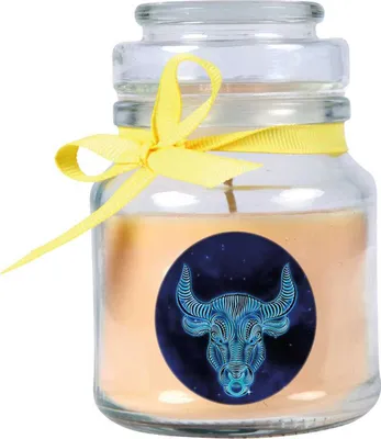 Obrázok produktu pre HS Candle "Zverokruh" vonná sviečka vanilka v dóze na cukrovinky ( Býk ) - na výber z mnohých motívov, 120 g - doba horenia až 30 hodín - Býk