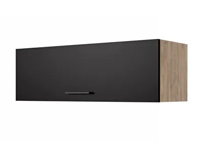 Produktbild von Kurzhängeschrank Küche - 100 cm breit - Schwarz matt Endgrain Oak, mit Klapptür – Capri
