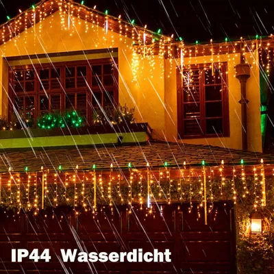 Obrázek produktu pro Venkovní pohádková světla Ledový déšť, 10m 400 LED světelná clona s časovačem, IP44 vodotěsná, 8 režimů, (teplá bílá)