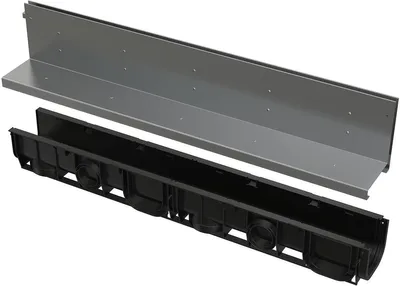 Obrázek produktu pro Venkovní žlab Alcadrain (Alcaplast) štěrbinový s asymetrickým nástavcem 160 mm, nerez AVZ101-R322