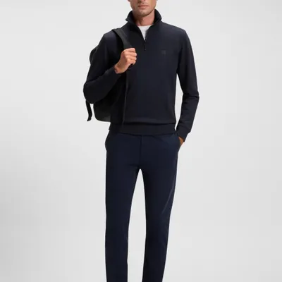 Produktbild von Boss Zetrust Pullover Regular Fit Stehkragen mit Reißverschluss Dunkelblau