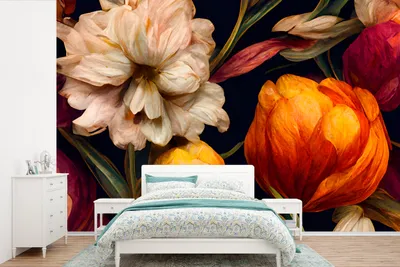 Produktbild von MuchoWow® Fototapete für Wohnzimmer oder Schlafzimmer Wandtapete Vinyl Motivtapete Blumen - Pflanzen - Weiß - 600x400 cm - Vinyltapeten