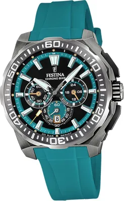 Image de Montre Festina Chrono Bike pour homme, caoutchouc turquoise D2UF20725/6