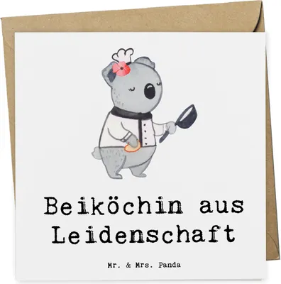 Produktbild von Mr. & Mrs. Panda Grußkarte Beiköchin Leidenschaft - Weiß - Geschenk, Restaurant, Beruf, Spruch, Gastronomie, doppelkarte, Lustig, Klappkarte, anlasskarte, faltkarte