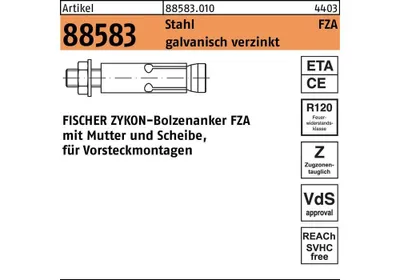 Produktbild von Fischer  Zykon-Bolzenanker FZA 14x60 M10/25, 10 Stück, 060719
