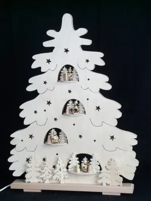Produktbild von Schwibbogen mit Tanne mit Winterkinder im Wald und Beleuchtung BxHxT 44x51x7cm NEU