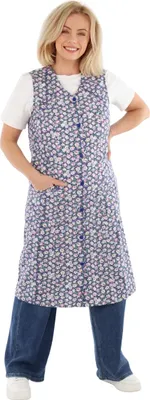 Produktbild von Damenkittel Baumwolle Hauskleid ohne Arm Kittel Schürze  bunt, Größe:56, Modell:Lila