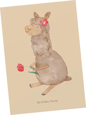 Produktbild von Mr. & Mrs. Panda Grußkarte Alpaka Blume - Kaktus Grün - Geschenk, Lama, Witz, Postkarten, Postkarte, Ansichtskarten, Lamas, Ansichtskarte, Kunstkarten