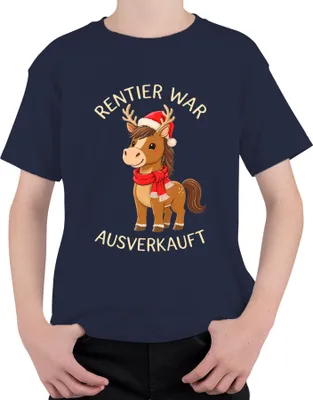 Produktbild von Rentier war t Weihnachten lustig Pferd Geweih niedlich Uni Kinder T-Shirt, Navy, 140