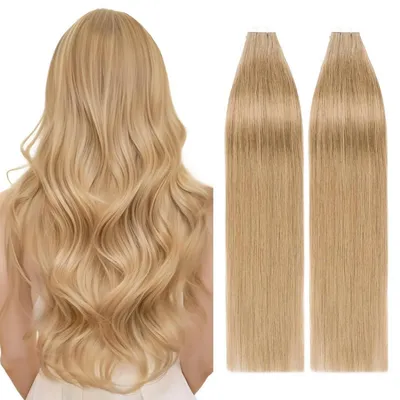 Produktbild von Tape Extensions Echthaar 40 Stück 45 cm 100 g Honigblond Dunkelblond Remy Human Hair