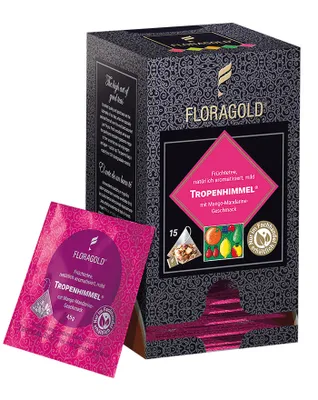 Produktbild von Floragold Früchtetee Tropenhimmel® mild, 15er Pyramidenbeutel