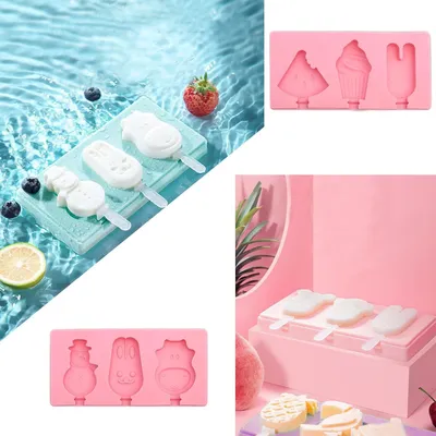 Produktbild von 2 Stück Silikon-Eis am Stiel Formen - Eisformen - Maker für selbstgemachtes Eis - Selbstgemachtes Eis für Geburtstagsfeiern - Themenpartys und Freundestreffen