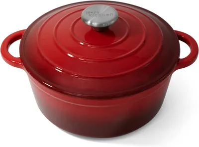 Obrázek produktu pro Joejis litinový hrnec s poklicí indukce 28 cm 2,7 litru nepřilnavý litinový smaltovaný pekáč litinový kulatý pekáč na chleba červený