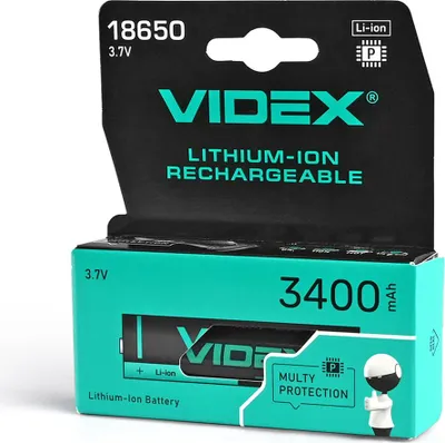 Image de VIDEX 18650-P Accumulateur Li-Ion 3400mAh avec boîte de protection (1 pièce)