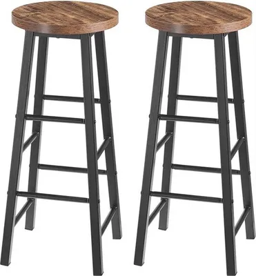 Immagine prodotto di Sgabelli alti da bar – Marroni – Legno – Altezza seduta 71 cm – Set da 2 – Sgabelli da bar senza schienale – Cucina / Sala da pranzo