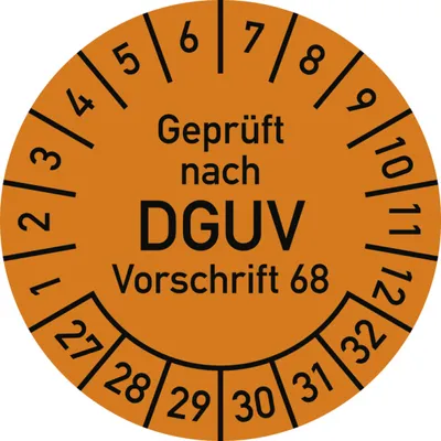 Produktbild von Dreifke® Prüfplakette Gepr. n. DGUV Vorsch. 68, 2027-2032,Polyesterfolie,Ø40m...