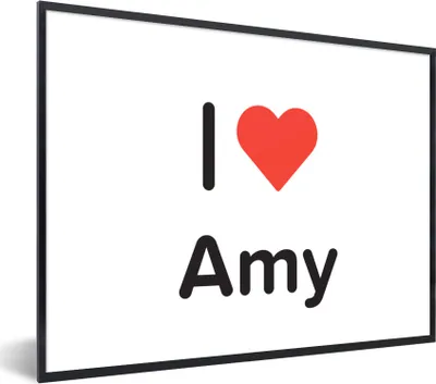 Produktbild von MuchoWow® Gerahmtes Poster Ich liebe - Amy - Mädchen 80x60 cm - Poster mit Schwarzem Bilderrahmen Wandposter Rahmen Foto Bilder - Schwarzem - Mit Gestell