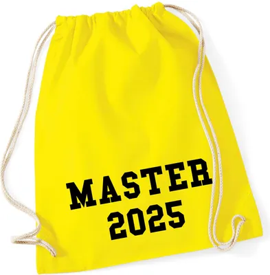 Produktbild von Huuraa Turnbeutel Master 2025 Abschluss 12 Liter Yellow Baumwolle Rucksack Geschenkidee