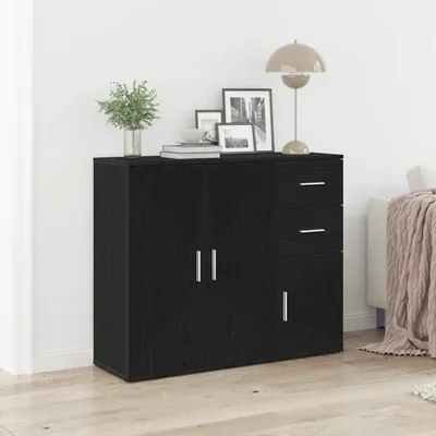 Zdjęcie produktu dla vidaXL Kredens czarny dąb 91 x 29,5 x 75 cm materiał drewnopochodny
