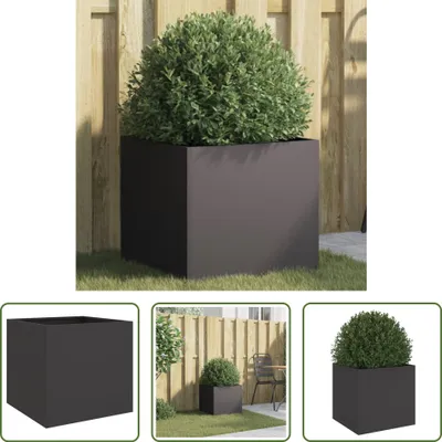 Produktbild von The Living Store Pflanzkübel Schwarz 42x40x39 cm Kaltgewalzter Stahl