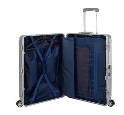 Produktbild von 3er Reisekoffer Set - Hartschalen Polycarbonat Alu Koffer Trolley Reise Urlaub Travelhouse London - Kofferset S+M+L, silber