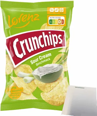 Produktbild von Lorenz Crunchips Sour Cream (150g Packung) + usy Block