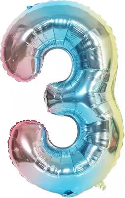 Image de Jumadas – Ballon en aluminium – Chiffre – Arc-en-ciel – Chiffre 3 – 80 cm