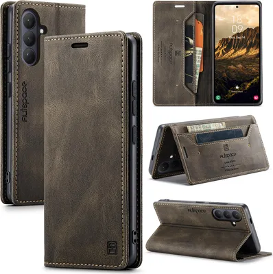 Produktbild von Galaxy S26 Brieftasche Hülle, Retro Kunstledertasche Stand Schutzhülle für Samsung Galaxy S26 Kupfer