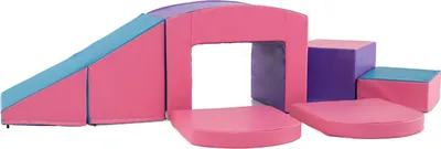 Produktbild von DREAMADE 6-teiliges Schaumstoff-Baustein-Set, Kletterspielzeug für Kinder mit wasserdichter Kunstlederhülle und Klettverschlüssen, wandelbares Design für unendliche Kombinationen