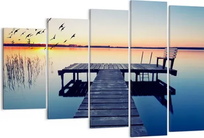 Produktbild von Bild auf Leinwand - Leinwandbild - See Brücke - 150x100cm - Wand Bild - Wanddeko - Wandbilder - Leinwanddruck - Bilder - Kunstdruck - Wanddekoration - Leinwand bilder - Wandkunst - EG150x100-3698