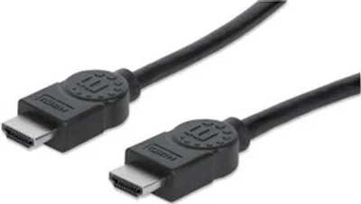 Produktbild von Manhattan High Speed HDMI-Kabel mit Ethernet-Kanal, HEC, ARC, HDMI-Stecker auf HDMI-Stecker, geschirmt, schwarz, 10 m, 10 m, HDMI Typ A (Standard), HDMI Typ A (Standard), 3D, 10,2 Gbit/s, Schwarz
