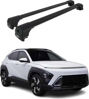 Image de Barres De Toit Transversales pour Hyundai Kona 2 2023-2025 ABE Noir Alu 2x
