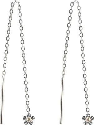 Produktbild von 925 Sterling Silber Durchzieher Ohrringe mit Blume diamantiert und Zirkonia