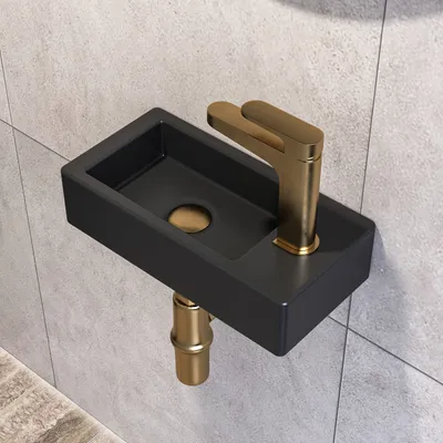 Produktbild von DeerValley DV-1V0091R rechteckig waschbecken klein, mini waschbecken,Keramik waschbecken badezimmer, kleines waschbecken klein (rechte Hand)
