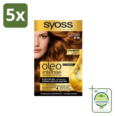 Produktbild von 5 x SYOSS Oleo Intense 6-78 Permanente Haarkleuring Koperblond - Großpackung - 5 Stücke