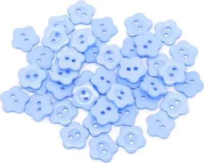 Produktbild von 10 Kinderknöpfe Blume, 14 mm, azurblau