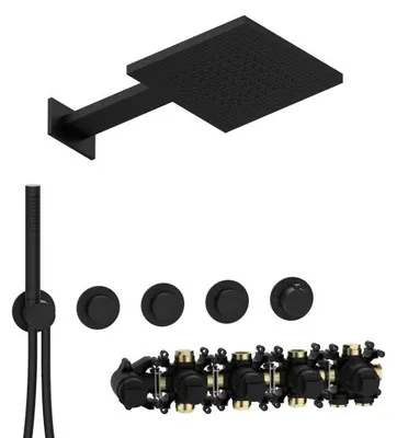 Produktbild von Herzbach MODUL7 PUSH-Thermostat-Set P-TF2 TWIN FLOW Schwarz matt