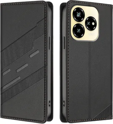 Produktbild von Hülle für ZTE Axon 60 Lite, Kunstleder Brieftaschen Handyhülle mit Kartenfach und Standfunktion Schwarz