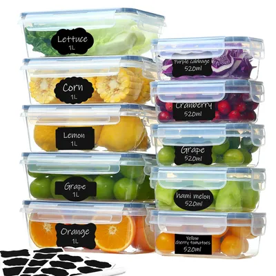 Frischhaltedosen-Set 10-tlg. (5×1 l + 5×520 ml) BPA-frei luftdicht stapelbar