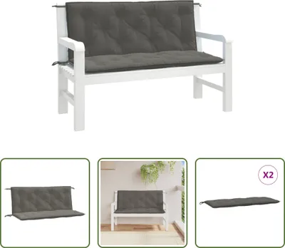 Immagine prodotto di The Living Store Cuscini per panca da giardino 2 pz. Tessuto grigio scuro melange 120x50x7 cm