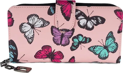 Produktbild von styleBREAKER Damen Geldbörse mit buntem Schmetterling Muster, Vintage Design, Reißverschluss, Portemonnaie 02040156
