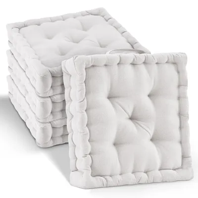 Image de Beautissu Lot de 4 coussins de sol Mila, 50 x 50 cm, naturel