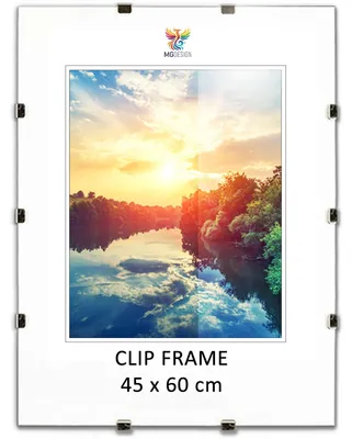 Produktbild von MG Design Cliprahmen 45 x 60 cm - rahmenloser Bilderrahmen mit Acrylglas & HDF Rückwand - für Fotos, Poster & Puzzle, vertikal & horizontal