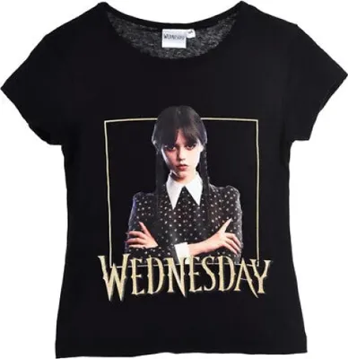 Produktbild von Adams Wednesday Mädchen T-Shirt kurzarm Shirt 100% Baumwolle – Schwarz / 116