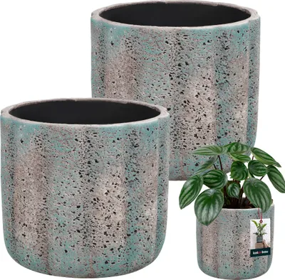 Produktbild von KOTARBAU® Kvetináč keramický veľký 2 kusy Neglazovaná keramika ⌀ 12 cm Výška: 12,5 cm Kvetináče do interiéru Keramický kvetináč Keramický kvetináč Kvetináče izbové rastliny Kvetináč na orchideu keramický